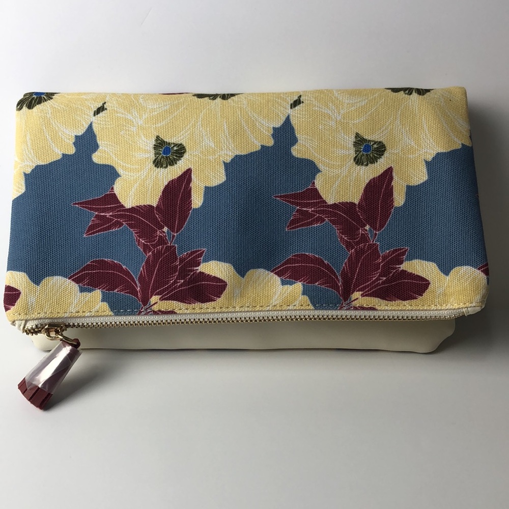 Y2K Rachel Pally Bag WomenReversal Canvas Faux Leather Ivory Bloom Purse Fold